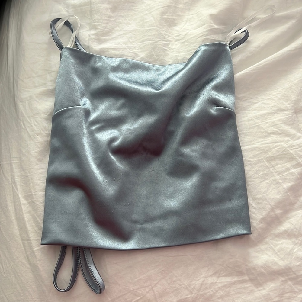 Blue silk shien going out top
